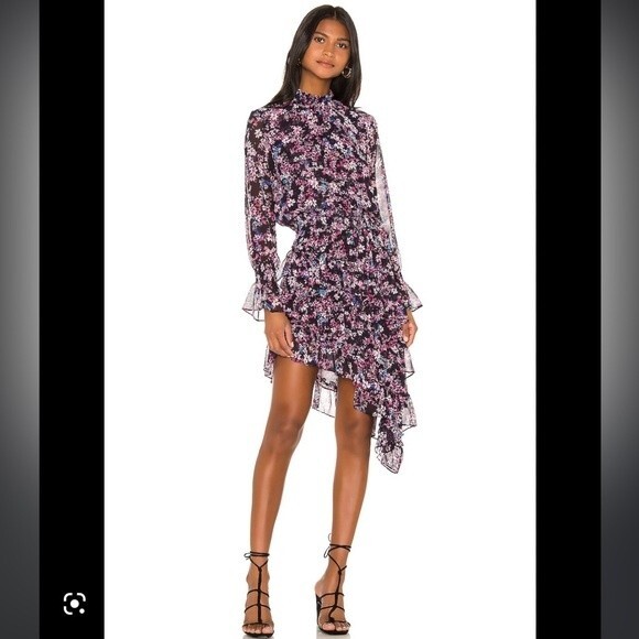 MISA Los Angeles Savanna Asymmetrical Mini Dress with Smoked High Neck Size XS - Picture 2 of 16